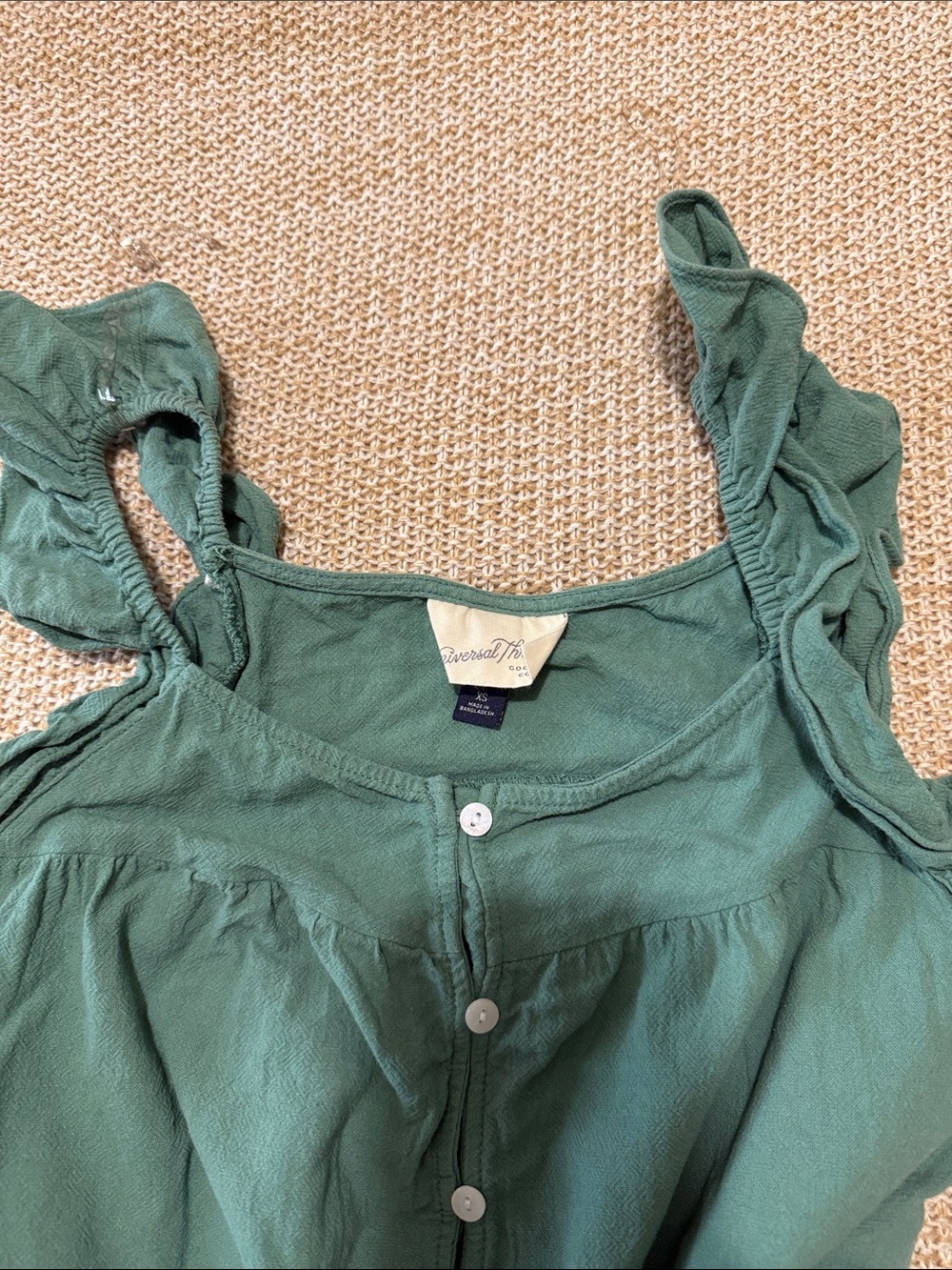 Universal Thread Girls' Hunter Green Button-Front Ruffle Strap Dress - Picture 2 of 4